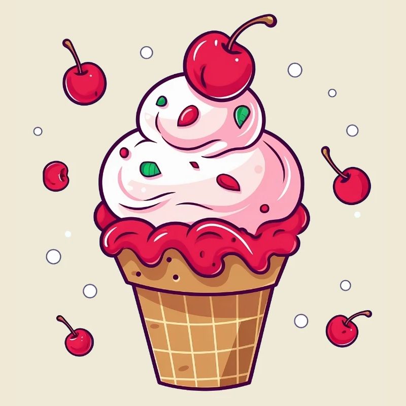 Rosa Kirscheis auf der Waffel