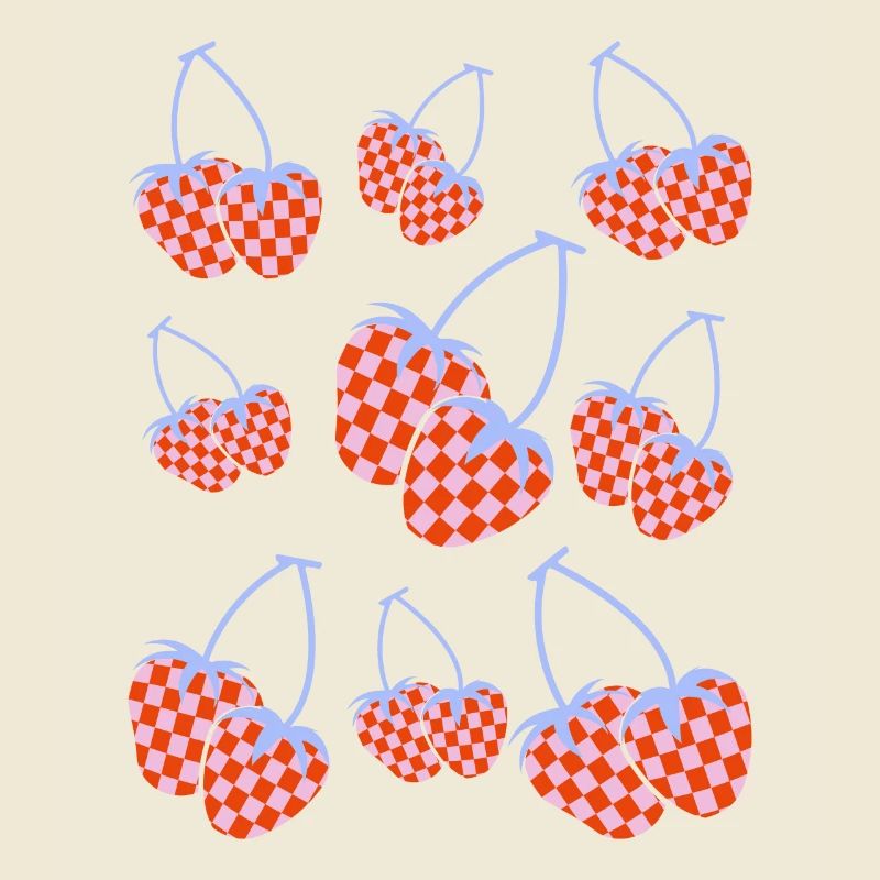 Danish Pastel Aesthetics Strawberry Pattern