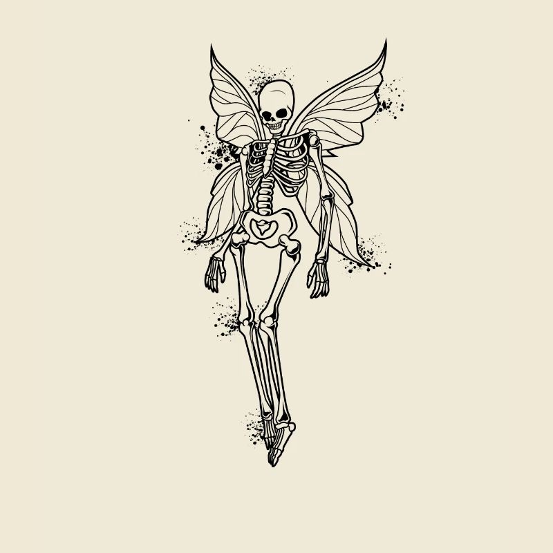 Fairycore - Squelette de fée avec des ailes de fée