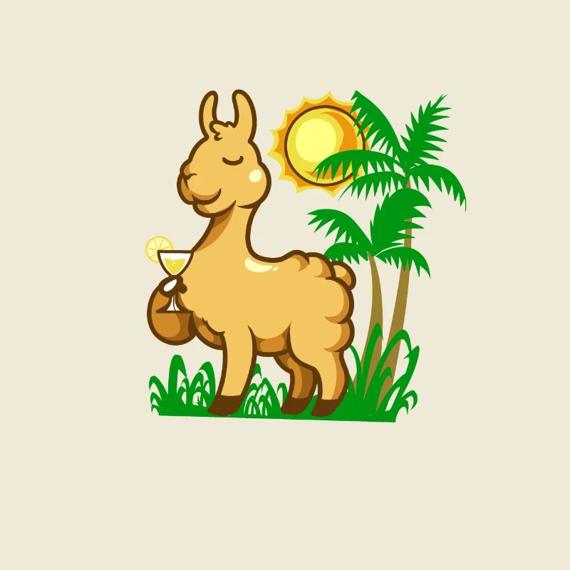 Comic Lama enjoying a cocktail