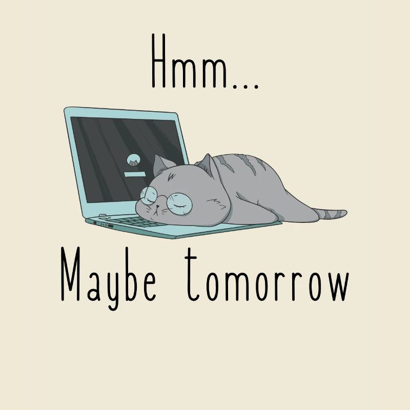 Faule Katze mit Brille Maybe Tomorrow Computer