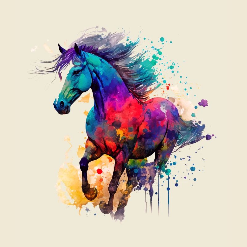 Idee Leidenschaft Pferde Reiter Aquarell Spritzer