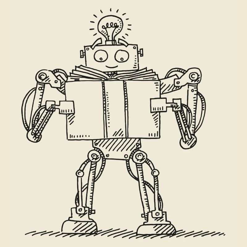 Robots Book Read Machine Learning AI Symbol