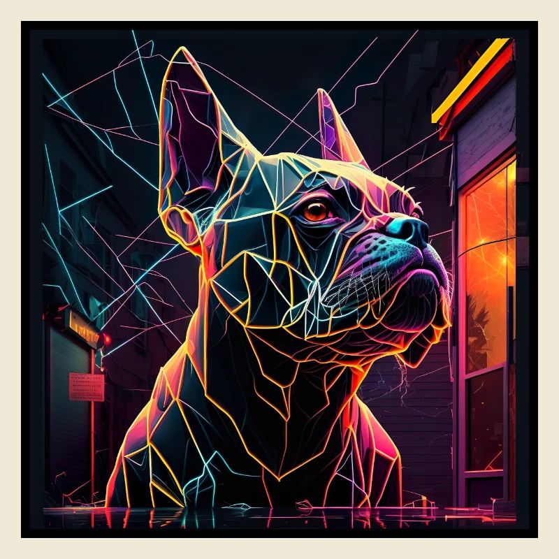 Conception de polygone néon bouledogue français