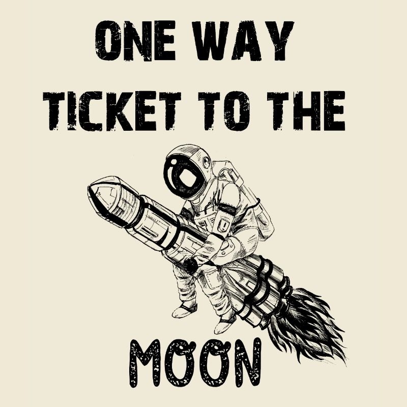 one way ticket for astronaut with rocket