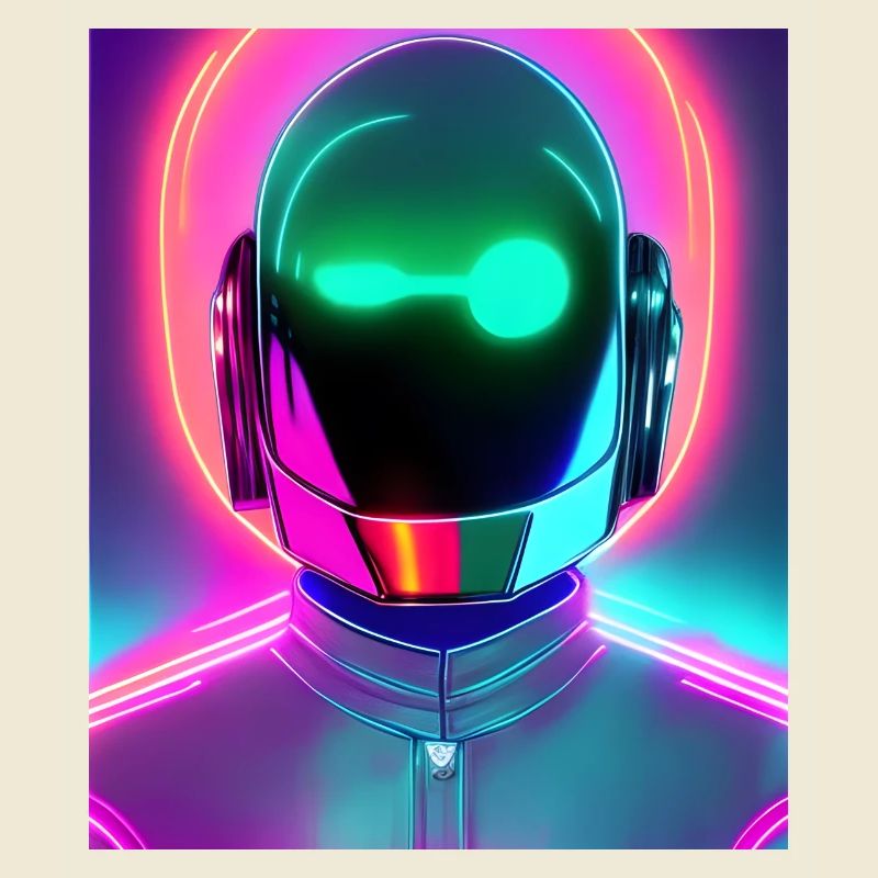 neon synthwave style robot néon