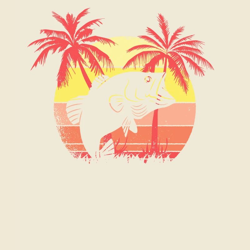 Fish Jumping Summer Sunset 80s Palm