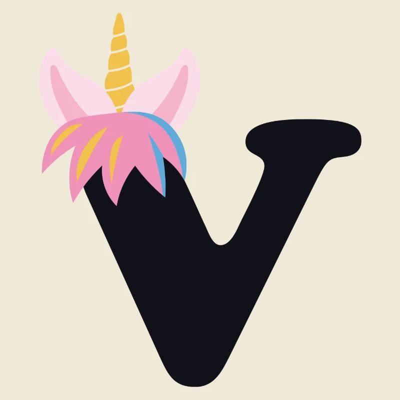 Einhorn-Buchstabe Regenbogenstyle "V" | be unique