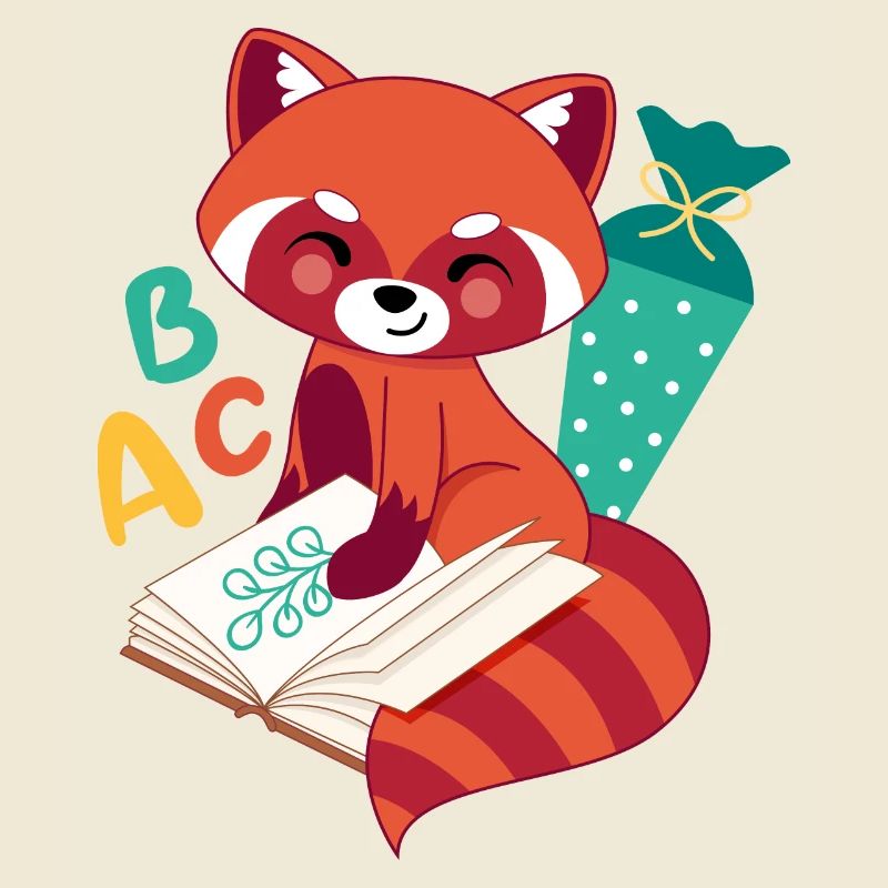 roter Panda mit Schultüte Einschulung