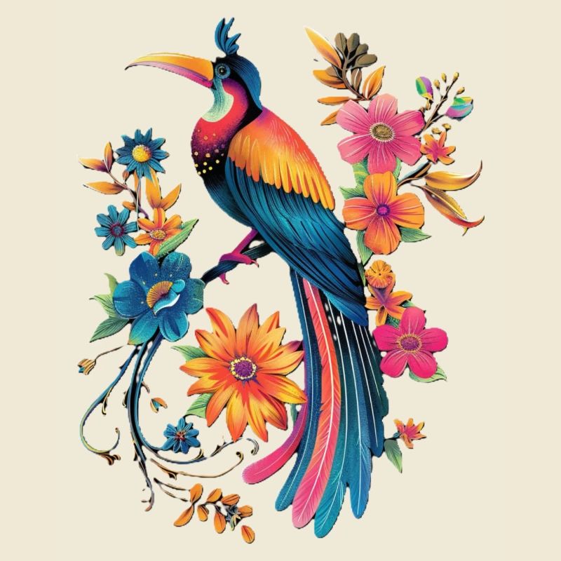 Bunter Vogel mit Blumen