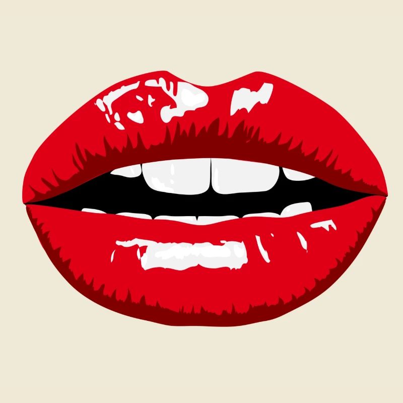 Glossy red lips print