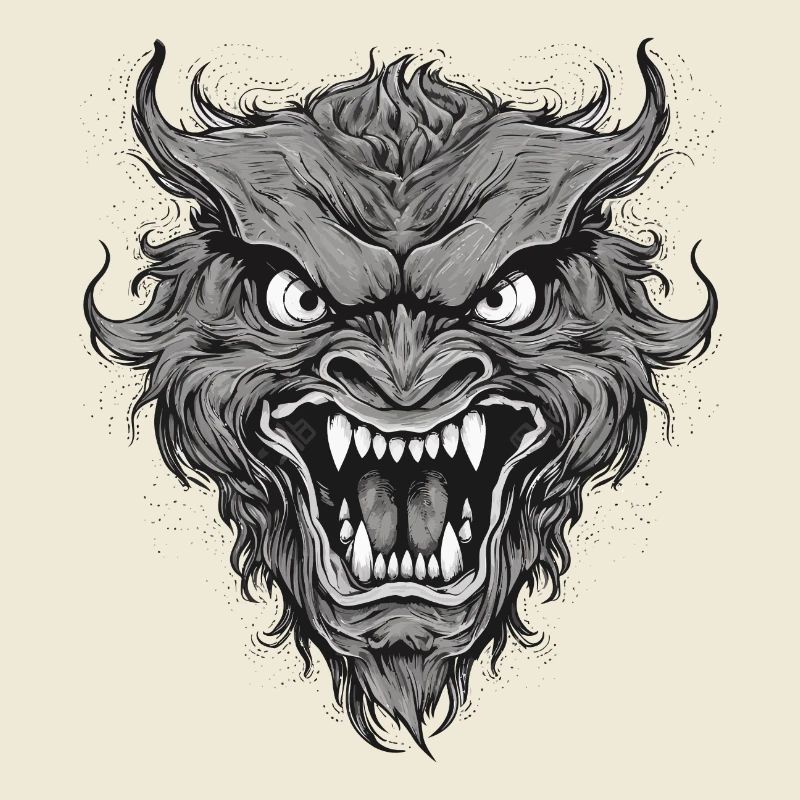 Wild werewolf with nasty teeth, sharp teeth