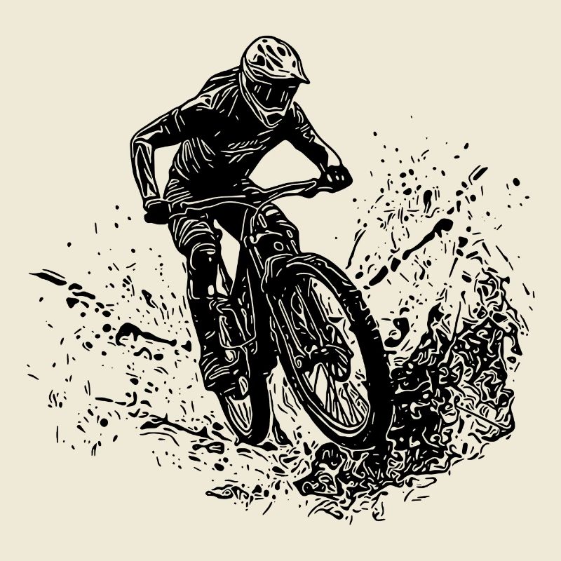 Mountain Biker Mud Splash Downhill