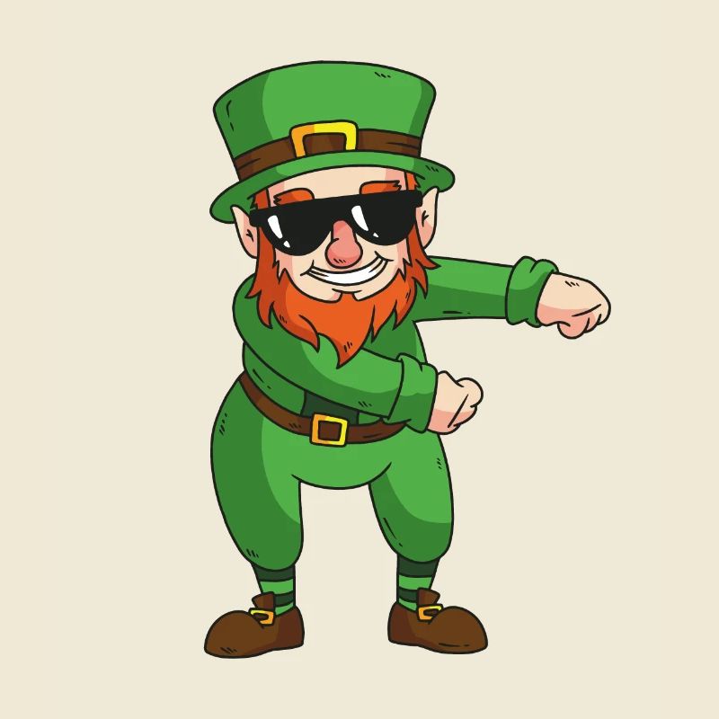 Irish leprechaun makes floss dance sunglasses