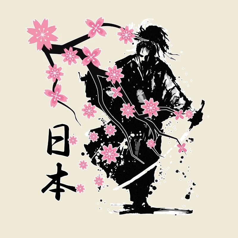 samouraï guerrier sakura fleur style