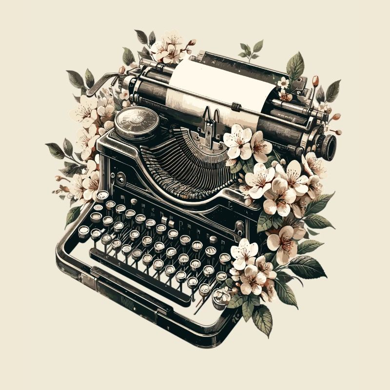 Typewriter with flowers