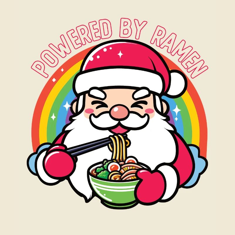 Père Noël mangeant des ramen, Powered by Ramen