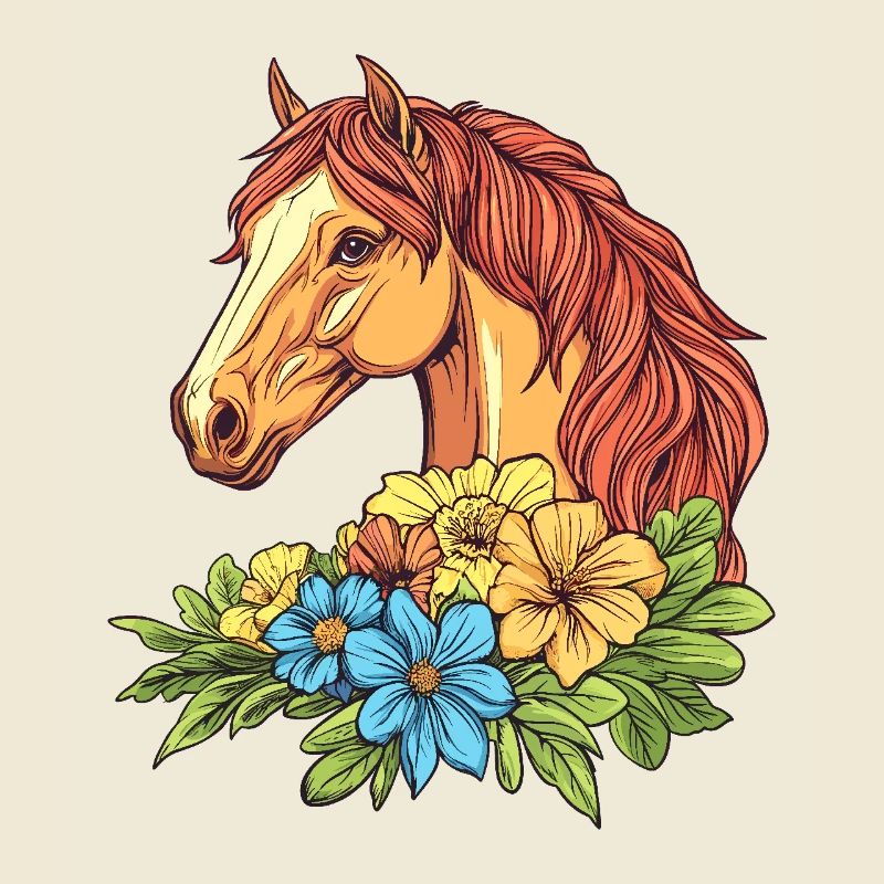 Cheval avec des fleurs