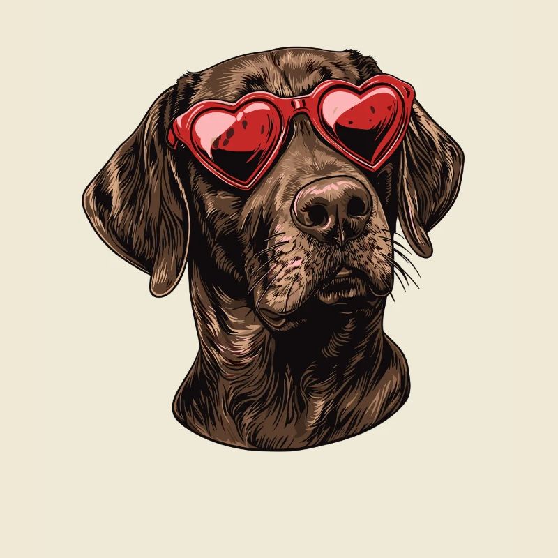 Brauner Labrador mit Herz-Brille