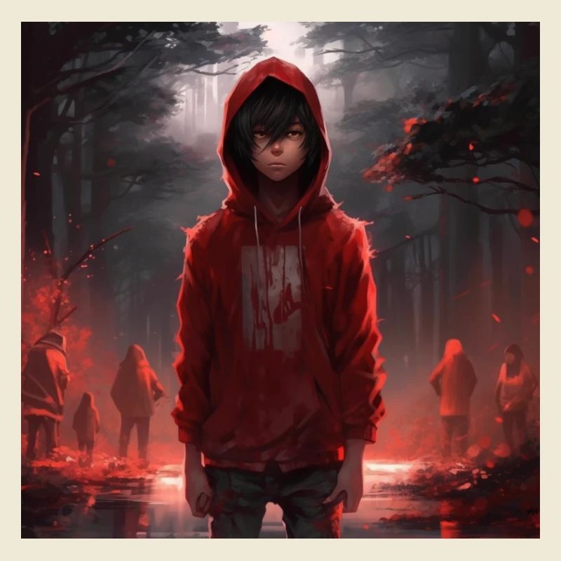 Junge in brennendem Wald