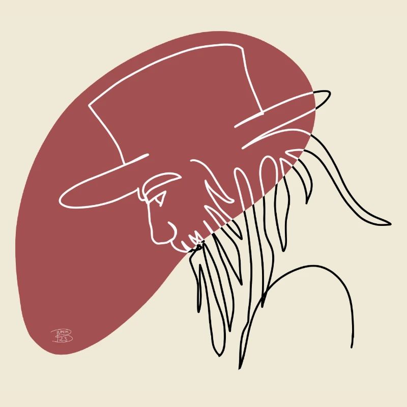 "Mann mit Hut", Boho Line Art Design, "Faces"