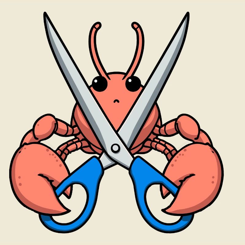 Comic Lobster Krebs Hummer Languste blaue Schere