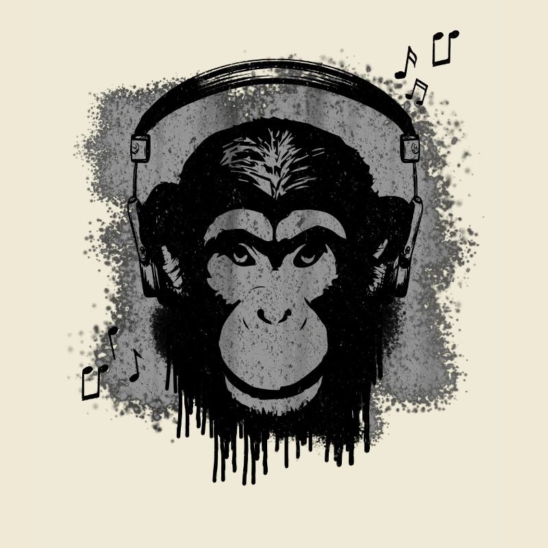 Affe mit Kopfhörer / Musik
