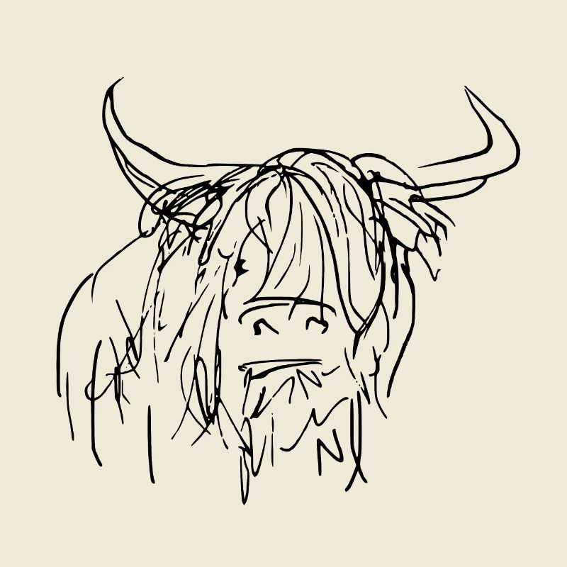 dessin au trait mignon highlander écossais