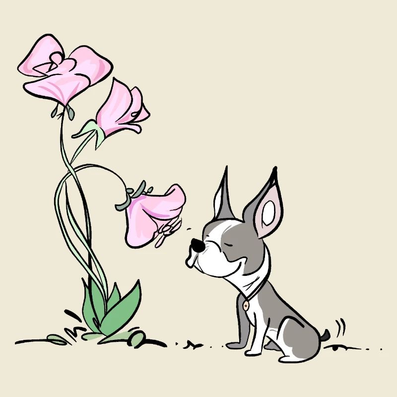 Süßer Hund mit Blümchen