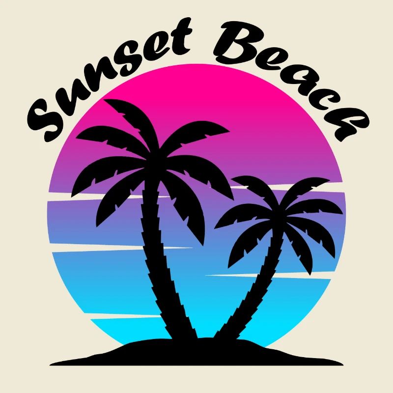 Synthwave Coucher de soleil avec palmiers Coucher de soleil Plage