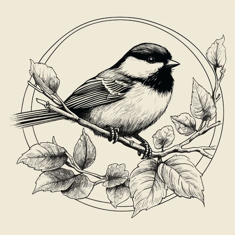 Chickadee bird drawing