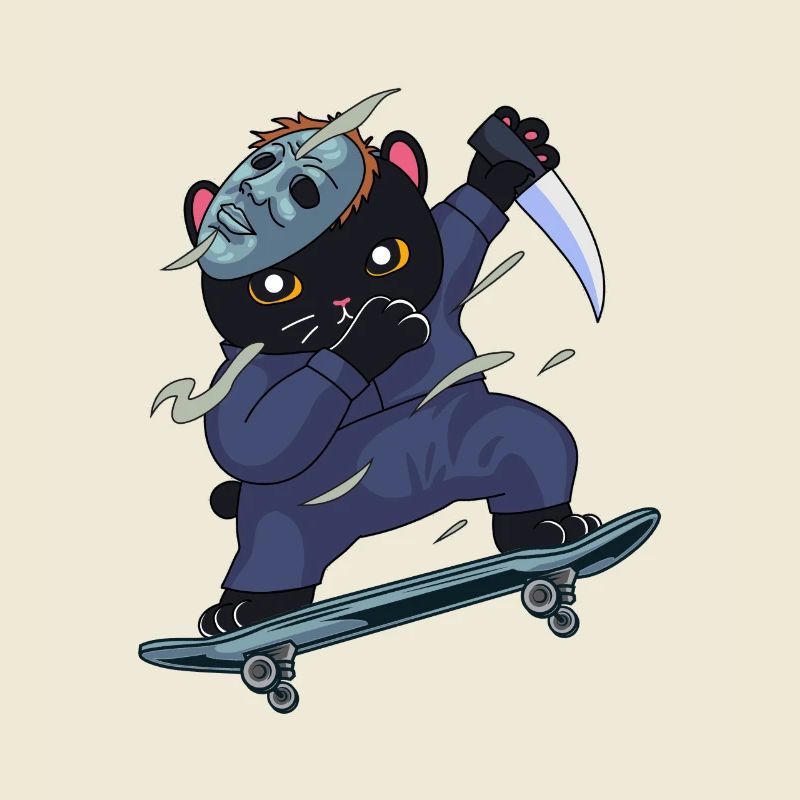 Skateboarder Cat Ninja Dab Dabbing Skateboard