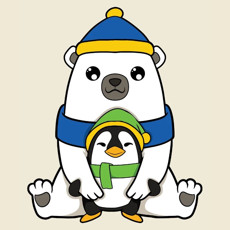 Eisbär mit Pinguin