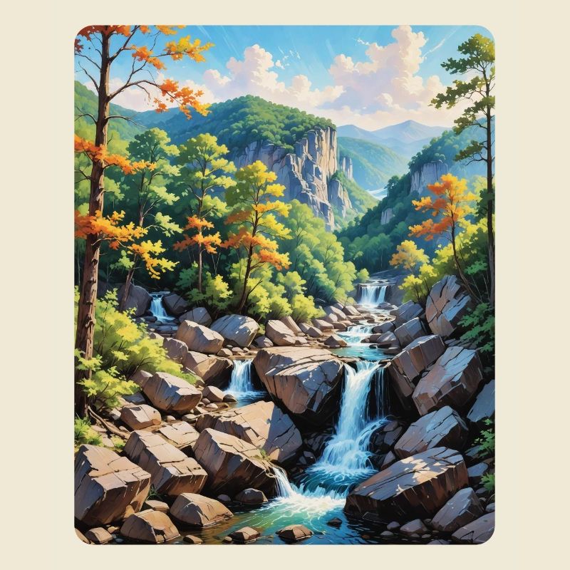 Serene Mountain Waterfall Landscape