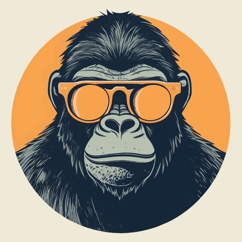 Gorilla with sunglasses, monkey, primate