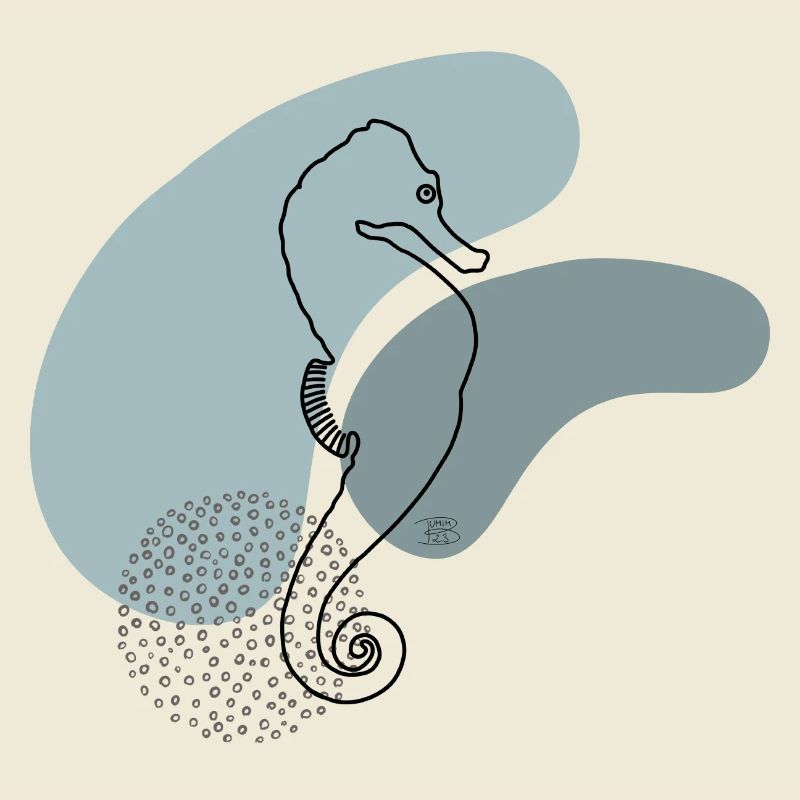 "Seepferdchen", Boho Line Art Design, Serie Ocean