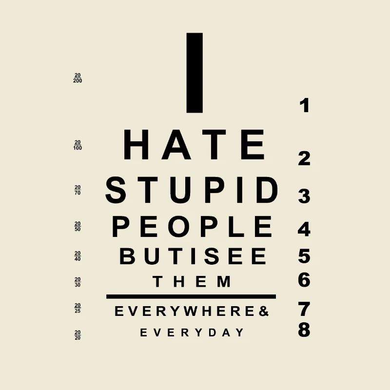 I hate stupid people eye chart