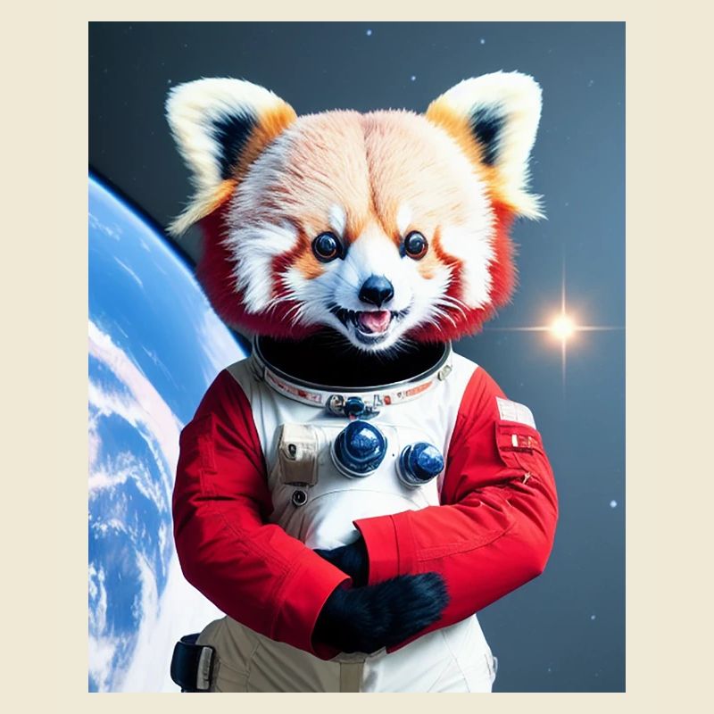 Glücklicher Roter Panda Austronaut
