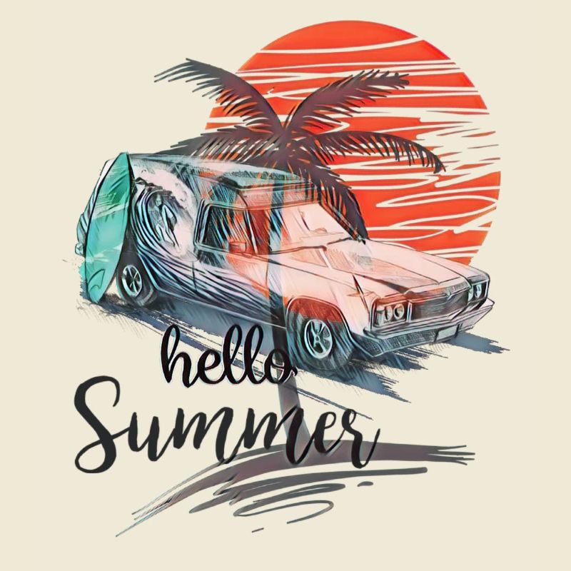 Hello Summer Sun Surfer Design