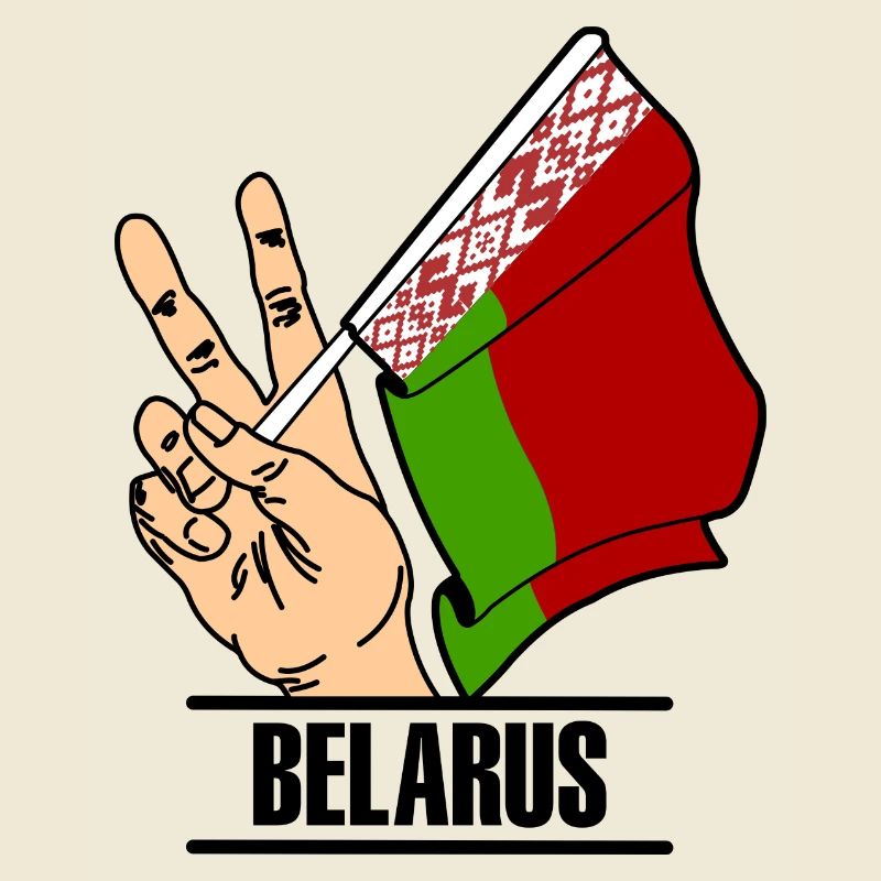 Drapeau Biélorussie signe de paix texte BIÉLORUSSIE