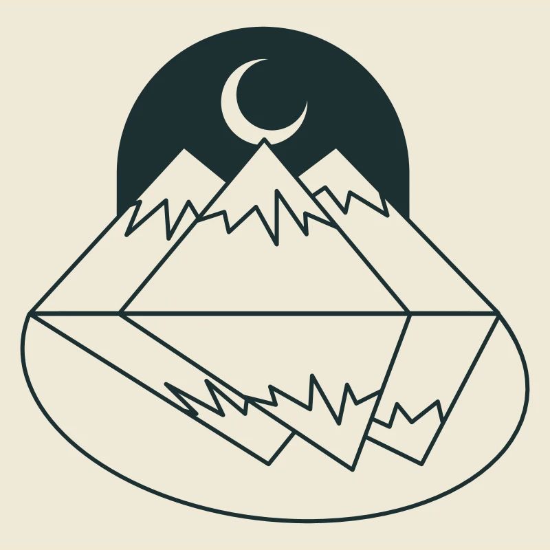 BOHO Moon montagnes sommets et reflet