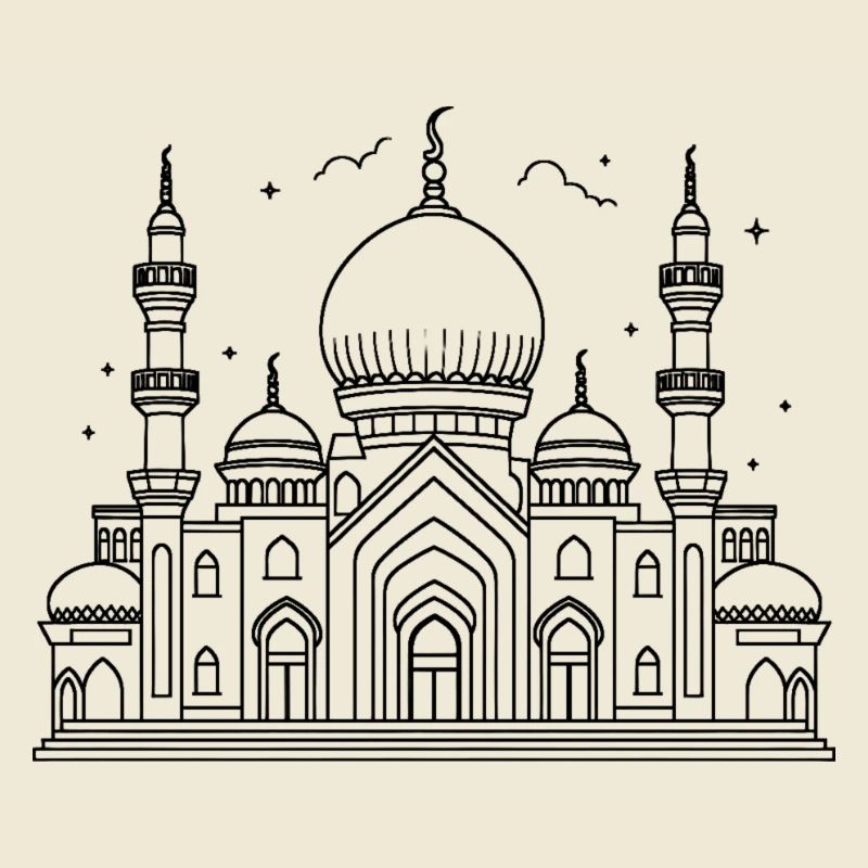 Black Stylized Crescent Star Mosque