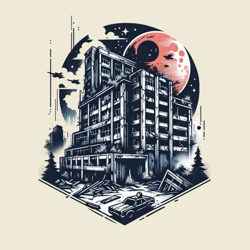 Urbex abandoned building in a vector style