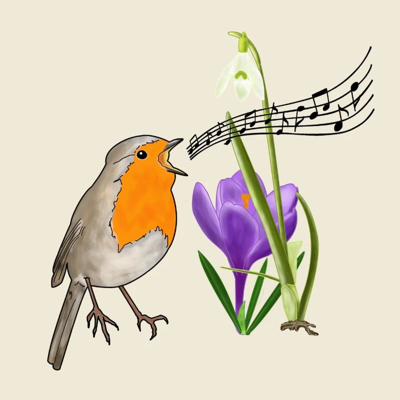 Spring, robins, singing
