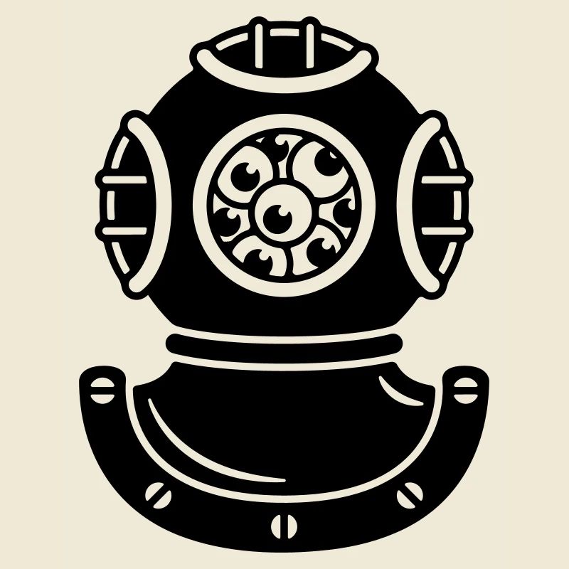 Casque de plongée avec des yeux de créature