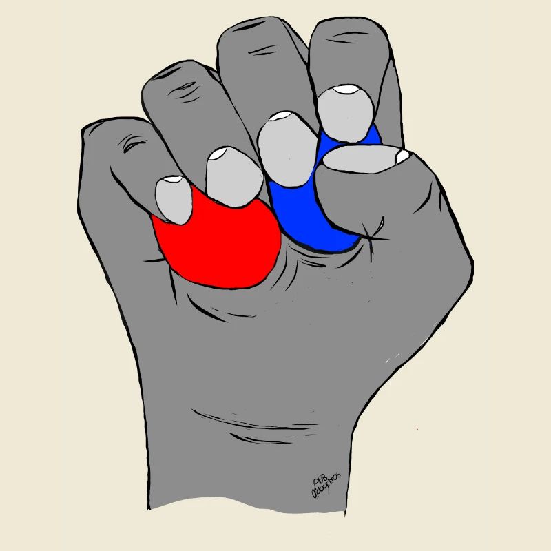 Red and blue testicles.
