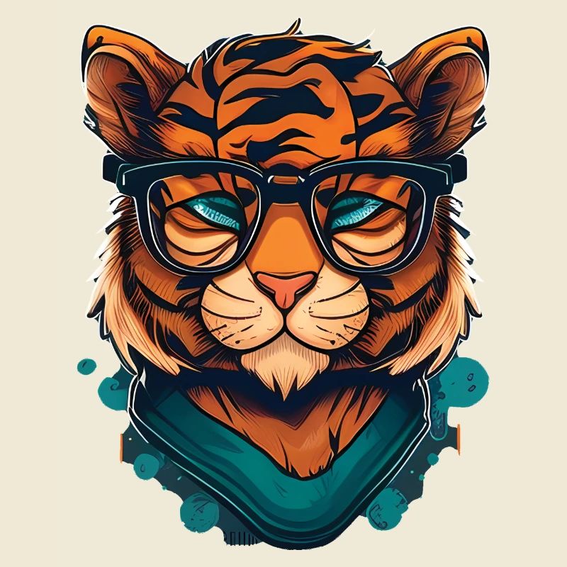 Tiger als Nerd mit Buch