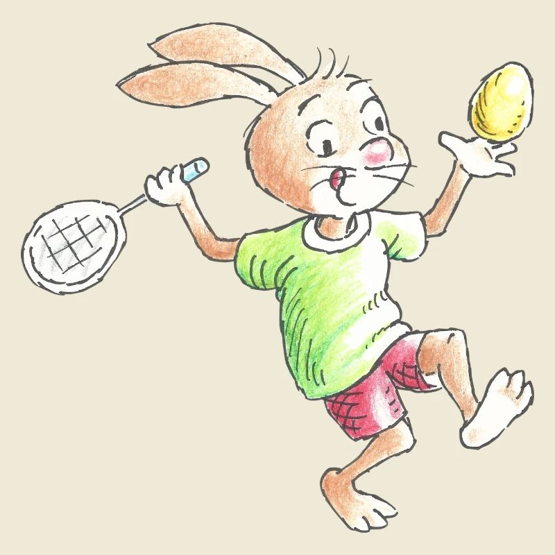 Hasenkind mit Tennisschläger