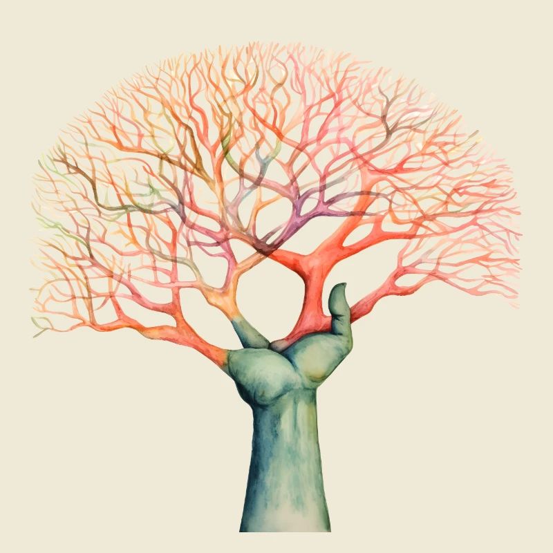 L’arbre pousse à partir de la conception à la main