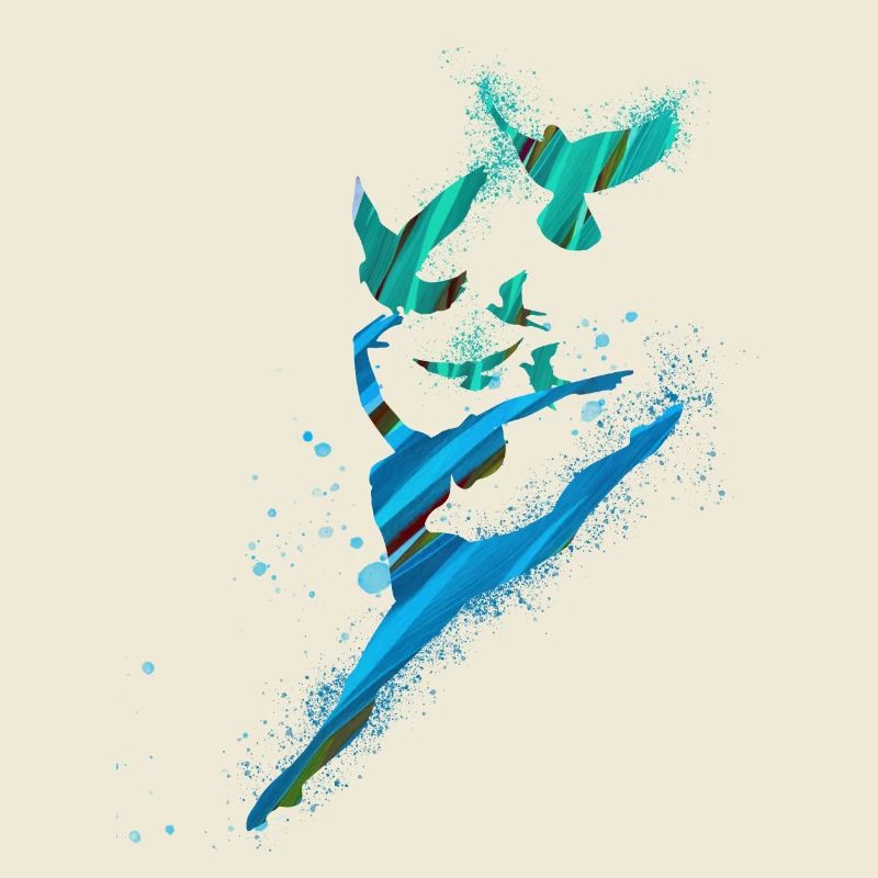 dance,dancer,blue,graffiti,lightness, birds